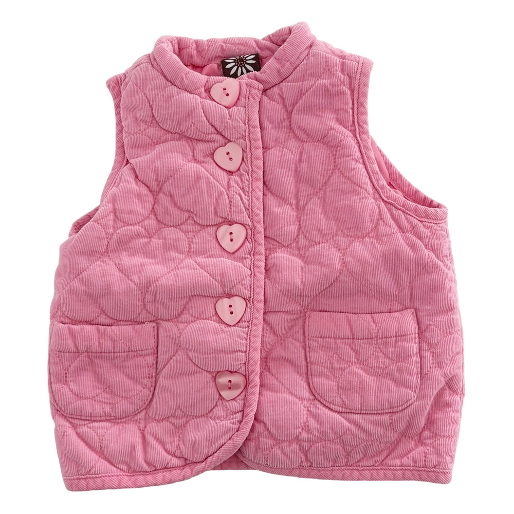 Vintage Kids Pink Quilted Heart Valentines Vest Size 12 Months